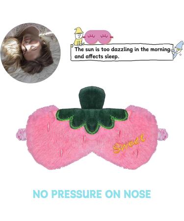 Ulife Mall 3D Strawberry Sleep Mask | Funny Soft Cartoon Eye Mask for Kids & Adults | Plush Silk Eyeliner for Travel & Parties - Buy Online on GoSupps.com