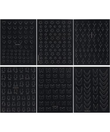 Airbrush Nail Stencils - French Star Heart Bear Butterflies Decals | DIY Nail Designs Stickers - Buy Online on GoSupps.com