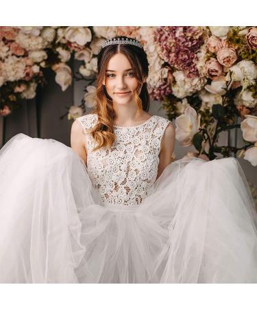 AW BRIDAL Crystal Tiara Crown for Women - Sparkling Princess Headband for Bride - Wedding & Prom Hair Accessories - Silver - Buy Online on GoSupps.com