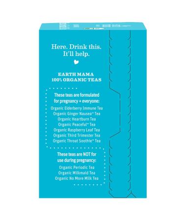 Earth Mama Organic Throat Soothie Tea with Elderflower | Immune Support Tea for Kids & Pregnancy | Licorice-Free | 16 Teabags - Buy Online on GoSupps.com