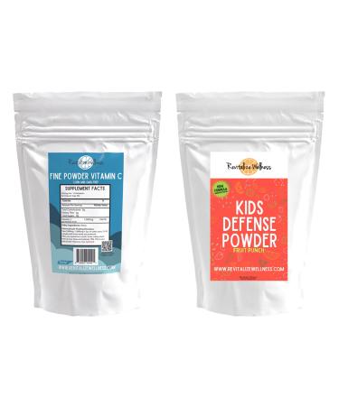 Revitalize Wellness Bundle | Fine Powder Vitamin C 454 Servings and Kids Defense Powder (Fruit Punch) 120 Servings
