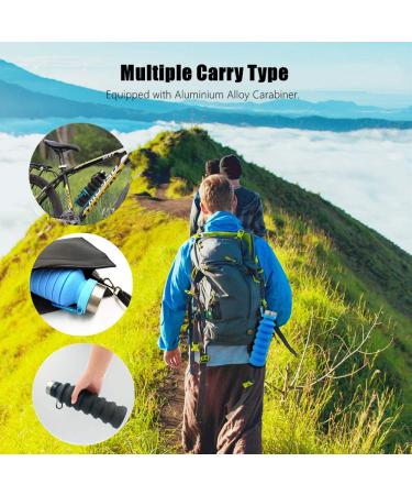 Nefeeko Collapsible Water Bottle - BPA Free Silicone, Portable Leak Proof Sports Bottle for Travel, Gym, Camping - Black, 18oz - Buy Online on GoSupps.com