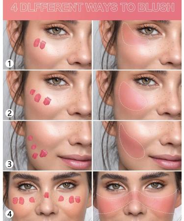 HERBENJOY Cream Blush Set - 4 Colors Soft Blushers for Cheeks - Lightweight & Smudgeproof Liquid Blush - Dewy Finish, Skin Tint Makeup for Mature Skin - SET A 1ml (Pack of 1) - Buy Online on GoSupps.com