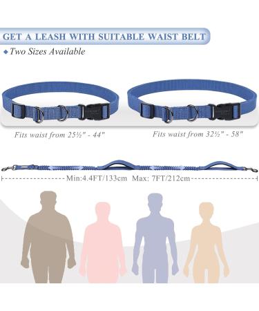 Vivaglory Free-Handed Dog Leash - Double Anti-Shock Bungees & Padded Handles | Reflective Waist Running Leash for Medium & Large Dogs | Adjustable 83-147cm Navy/Black - Buy Online on GoSupps.com