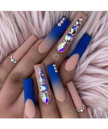 Bufenia 24pcs Press-On Nails: Butterfly Leopard Crystal & Yin Yang Art - Long Ballerina Matte Acrylics for Women & Girls - Buy Online on GoSupps.com