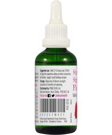 PINK SUN Stevia Liquid Sweetener Drops 50ml - Natural Strawberry Flavoured, Low Carb & Zero Calories - Alcohol Free - Buy Online on GoSupps.com