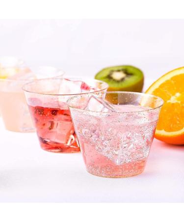 Suniney 40 PCS Disposable Cups Gold Glitter Plastic Cups 9Oz Disposable Clear Drinking Cups Fashion Party Cups Wine Cups Glasses Tumblers for Wedding Bridal Shower Baby Shower Birthday Anniversary Home Office Bars Champagne Cold Drinks Tea Punch Juice Sod - Buy Online on GoSupps.com