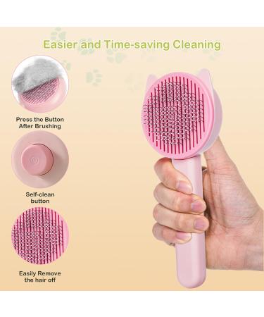 ZNOKA Cat Dog Grooming Brush - Self Cleaning Shedding & Massage Comb for Cats/Dogs with Short, Medium & Long Hair - Pink - Buy Online on GoSupps.com