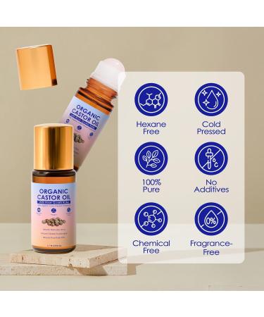 ipxkwll Organic Castor Oil with Rose Quartz Roller 100% Pure Cold-Pressed & Unrefined - For Hair Growth Eyelashes Eyebrows & Skin (1) - Buy Online on GoSupps.com