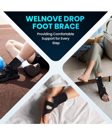 Welnove 2 Pack Drop Foot Brace with Arch Support - AFO Ankle Brace for Walking Relieve Foot Drop & Lower Limb Instability | Left & Right Included - Buy Online on GoSupps.com
