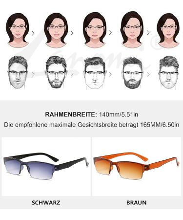 Lanomi Rectangle UV Protection Reading Glasses - Light Plastic Visual Aid for Men & Women Brown & Black Tinted - 2 Pack (3.0x Magnification) - Buy Online on GoSupps.com