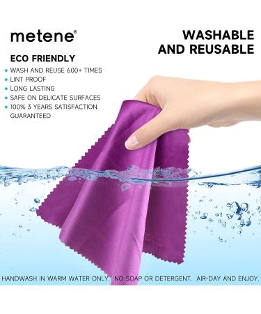 Metene 15 Pack Microfiber Cleaning Cloths - Glasses, Phone, Screens, Camera Lens Cleaner - Dark Purple - Buy Online on GoSupps.com
