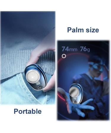 Mini Portable Electric Shaver for Men - Waterproof Razor with LED Display (Pure Blue) - International Shipping - Buy Online on GoSupps.com
