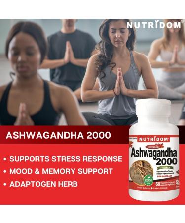Nutridom Ashwagandha Supplement 500mg (2 000mg QCE) 4x Extra Strength Non-GMO Vegan Gluten-free Soy & Dairy Free (60 Veggie Capsules) - Buy Online on GoSupps.com