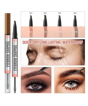 2-in-1 Magic Eyebrow Pencil & Sealing Gel | Waterproof Long-Lasting Microblading Pen - Light Brown - Shop Internationally - Buy Online on GoSupps.com