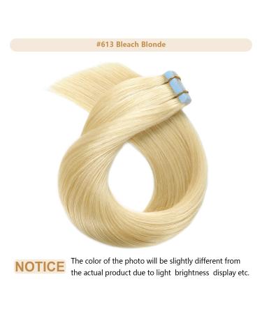Yilite Tape Extensions - Real Hair Bleichblond 35cm (20 Pieces 40g) Invisible Skin Weft Tape In Extensions #613 - Shop Now! - Buy Online on GoSupps.com