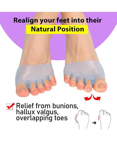 Toe Spacers & Metatarsal Pads (6PCS) - Relief for Bunion Pain Plantar Fasciitis & More - Breathable Gel Ball of Foot Cushions - Buy Online on GoSupps.com