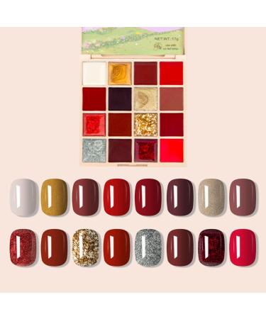 RoseFlower Solid Nail Polish Palette with Brush 16 Colour Solid Cream Gel Nail Polish Palette Solid Gel Polish Palette Cream Pudding Gel Polish Palette Kit Nail Paint Nail Art Professional #1 - Buy Online on GoSupps.com