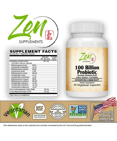 100 Billion Probiotic CFU with 12 Strains 30-Vegcaps - Sustained Release Technology Resist Stomach Acid Shelf Stable - Support for Healthy Digestion & Intestinal Ecology Favorable Intestinal Flora - Buy Online on GoSupps.com