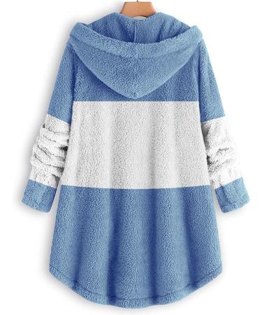 Buy Hanxiulin Oversized Plush Fleece Jacket for Women - Warm Long Winter Parka & Transition Coat in Light Blue - Buy Online on GoSupps.com