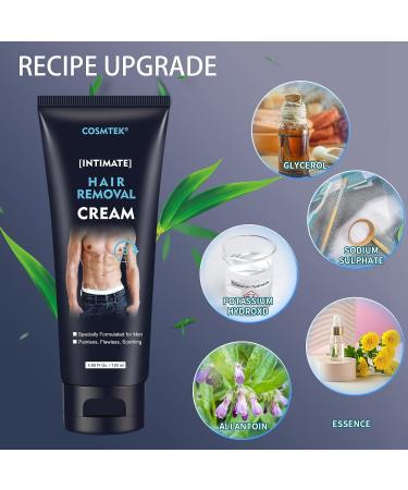 Men's Hair Removal Cream - Effective, Painless & Soothing Depilatory Cream (5.07oz) - Buy Online on GoSupps.com