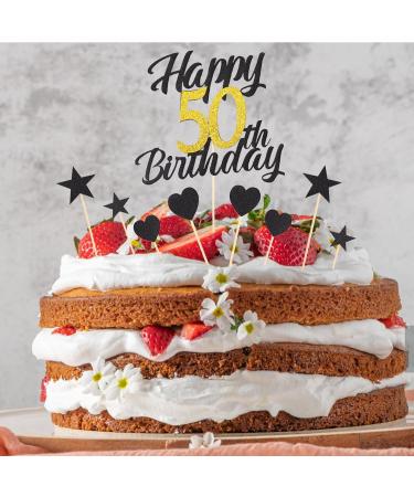 Shop Alegre 50th Birthday Cake Topper - Black Gold Decoration for Men & Women | 9-Piece Set for Happy 50th Birthday Celebration - Buy Online on GoSupps.com