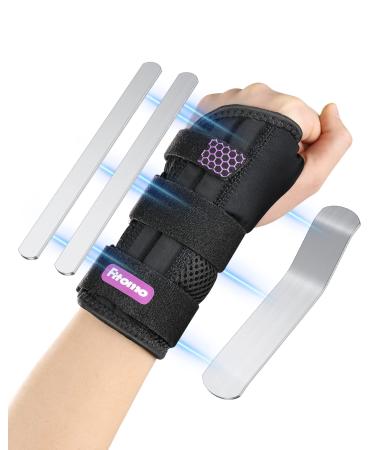 Fitomo Wrist Support with 3 Metal Splints and Soft Thumb Opening Wrist Splint for Carpal Tunnel Arthritis Tendonitis Sprains Hand Splint for Night Support Sleeping 1 Unit Right Hand S/M Right-Purple