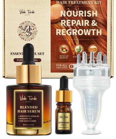 VTS Hair Serum Applicator Set - Rosemary & Moroccan Argan Oil for Hair Growth | Scalp Massager for Men & Women - Buy Online on GoSupps.com