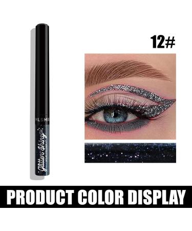 Shimmer Glitter Eyeshadow - Pearl Liquid Eyeliner Neon Rainbow Eyeliner | Portable Sparkling & Shimmer Eyes Makeup Glitter Gel Eyeshadow Liquid for Women and Girls Cle-ca 12 - Buy Online on GoSupps.com