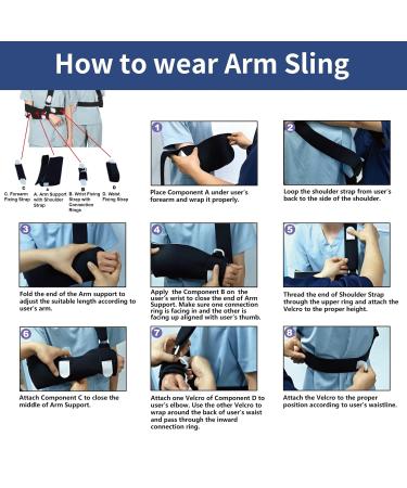 Adjustable Arm Sling for Shoulder Injury with Waist Belt - Left or Right Arm (Large) | International Shipping Available - Buy Online on GoSupps.com