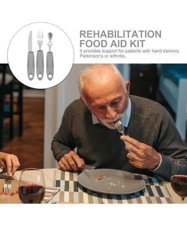 Adaptive Utensils Built up Fork Spoon Rocker Knife Easy Grip Silverware for Adults Elderly Weak Hand Patients Disabled Light Grey 3 Piece Set (Color : Light Grey) - Buy Online on GoSupps.com