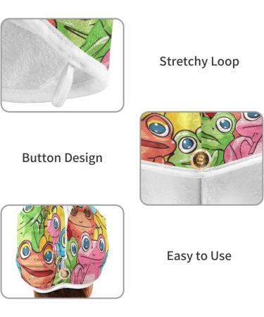 Rainbow Frogs Hair Towel 2 Pack | Super Absorbent Quick Dry Hair Turbans for Women & Girls - Buy Online on GoSupps.com
