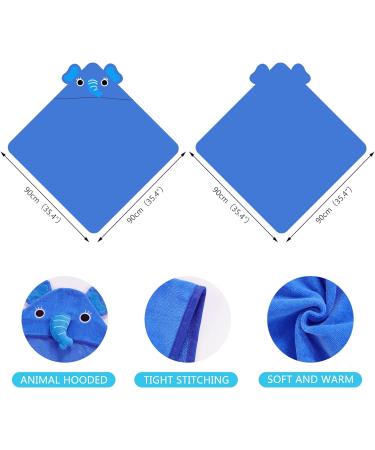 Cooky.D Premium Cotton Animal Face Hooded Baby Bath Towel 90x90cm (Blue Elephant) - Boys Girls 0-6 Years - Buy Online on GoSupps.com