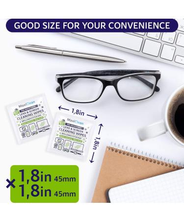 MAXI CLEAN Lens Wipes - 440 Pre-Moistened Cleaning Wipes for Glasses, Screens, Binoculars, and More - Made in Europe - Buy Online on GoSupps.com