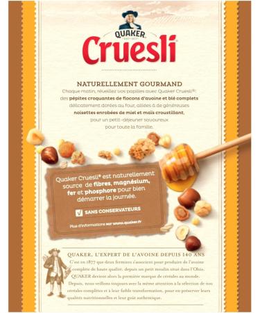 QUAKER Cruesli C r ales Miel et Noisette - Lot de 6x450g Noisette et Miel 450 g (Lot de 6) - Buy Online on GoSupps.com