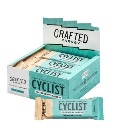 CRAFTED Cyclist Functional Energy Bar - Blueberry Cashew - Quick & Sustained Energy for Cycling | Natural Clean Label Ingredients to Support Energy, Fight Muscle Soreness, & Help You Pedal Harder & Recover Faster | Plant Based, Easy to Digest, Clean Ingre