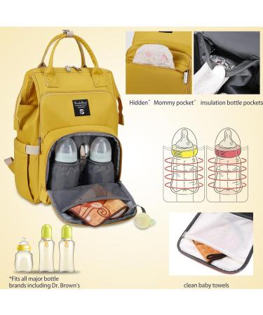 Pomelo Best Baby Diaper Backpack | Macaron Diaper Bag with Waterproof Changing Pad | Large Capacity Travel Bag in Yellow - Buy Online on GoSupps.com