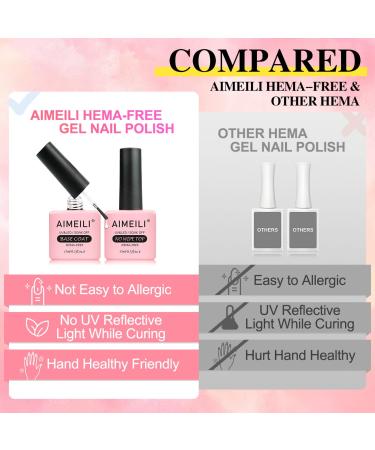 AIMEILI Hema Free No Wipe Top Coat Base Coat & Cuticle Oil Set | Glossy Shine | Long Lasting DIY Gel Nail | Cuticle Oil Care - Buy Online on GoSupps.com