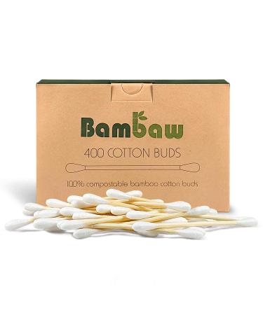 400 Bamboo Cotton Buds | Q Tips | Ear Sticks | Cotton Swab | Wooden Cotton Bud | Eco Friendly Cotton Buds| Ear Buds Cotton | Biodegradable Cotton Buds | Bamboo Earbuds | Wooden Ear Buds | Bambaw