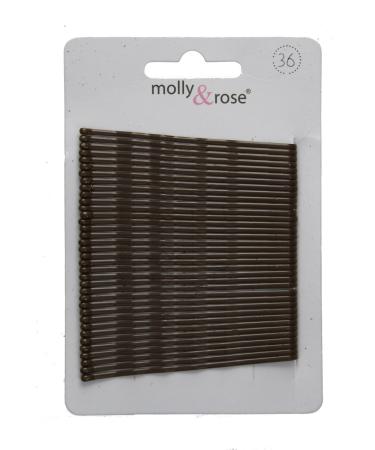 Card of 36 Hair Kirby Grips Bobby Pins 65mm-Brown