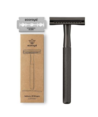Ecoroyal razor plane men black |Wet razor men |Razor plane set for men including 10 razor blades |Metal razor men |Barthobel |Double Edge Razor