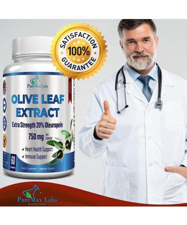 Premium Olive Leaf Extract 750mg - 20% Oleuropein - Vegetarian Capsules for Immune Support & Antioxidant Boost - Non-GMO - Buy Online on GoSupps.com