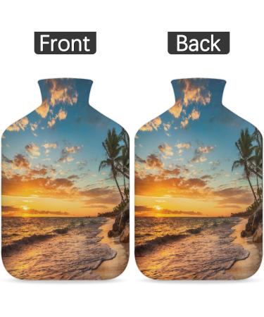 Sunrise Tropical Beach Hot Water Bottle 2L - Fluffy Cover for Cozy Pain Relief - Ideal for Back Neck & Shoulders - Buy Online on GoSupps.com
