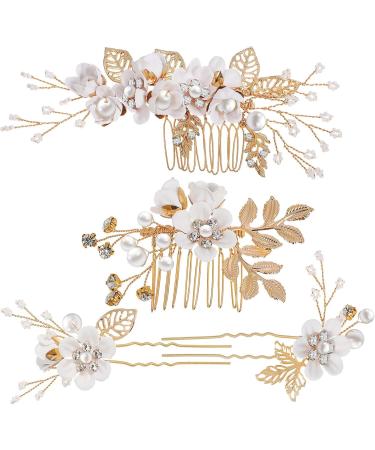 Didiseaon Flower Bridal Combs Bridal Flower Hair Accessory Rhinestone Hairpin Rhinestones Wedding Side Comb Handmade Flower Pearl Hairpin for Wedding Bridal - Buy Online on GoSupps.com