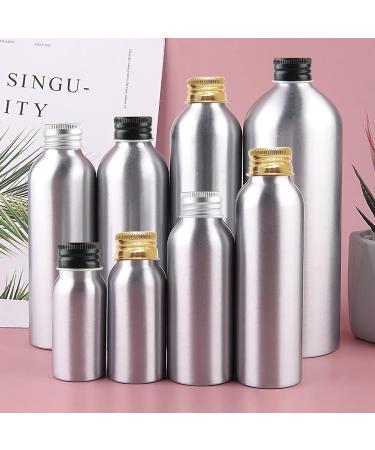 Zeoabsy 250ml Round Silver Aluminum Bottles - 4 Pack with Screw Lids for Cosmetics Essences Oils - Travel & Hotel Use - Buy Online on GoSupps.com