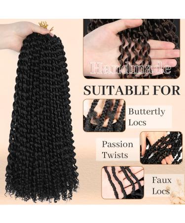 22 Inch Water Wave Passion Twist Hair Crochet Braiding Extensions - 6 Packs Long Bohemian Synthetic Hair - 1B Color - Buy Online on GoSupps.com