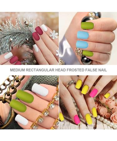 dijiusidy 1 Set Glue on Nails Medium Length Files Square Style Press on Solid Color Wraps Artificial Beauty Tool DIY Decorations 2 - Buy Online on GoSupps.com