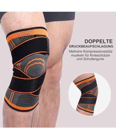 Knee Support 2-Pack - Adjustable Sports Knee Sleeves for Pain Relief Meniscus Tear Arthritis & Inflammation | Unisex | Orange S - Buy Online on GoSupps.com
