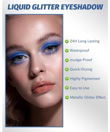 Waterproof Liquid Glitter Eyeshadow Set 3 Colors Brown Grey Silver Shimmer Metallic Eyeshadow High Pigmented Quick-Drying Long Lasting Sparkling Colored Eye Shadow Halloween Makeup for Women-A 01+02+03 Silver + Brown + Grey - Buy Online on GoSupps.com