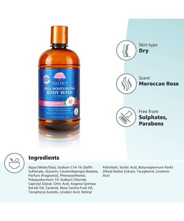 Tree Hut Shea Moisturizing Body Wash - Moroccan Rose 17 fl oz | Hydrating & Nourishing - Buy Online on GoSupps.com
